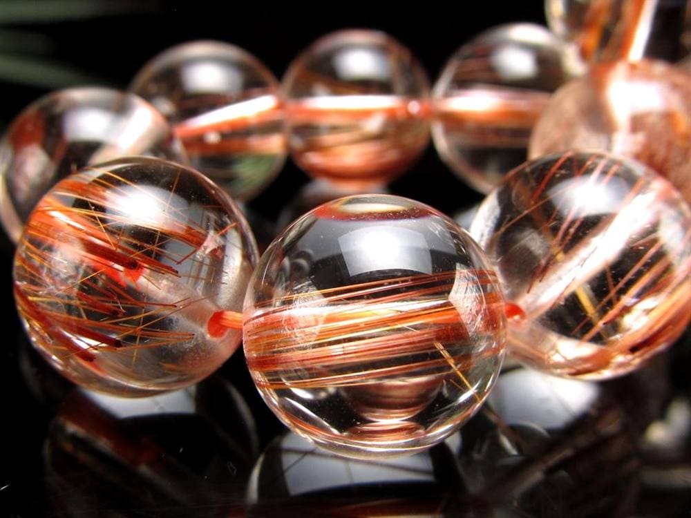 オレンジルチルクォーツ ブレスレット レッドルチルクォーツ ルチルレイデッドクォーツ 金運