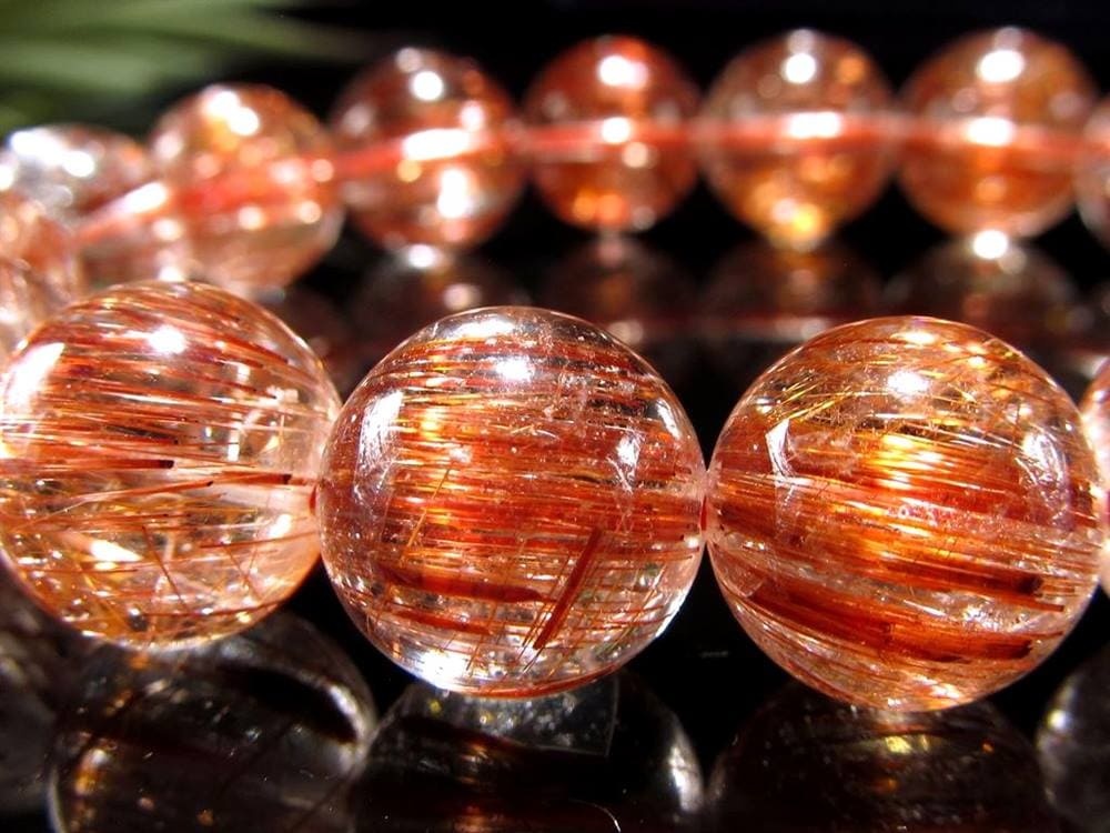 オレンジルチルクォーツ ブレスレット レッドルチルクォーツ ルチルレイデッドクォーツ 金運