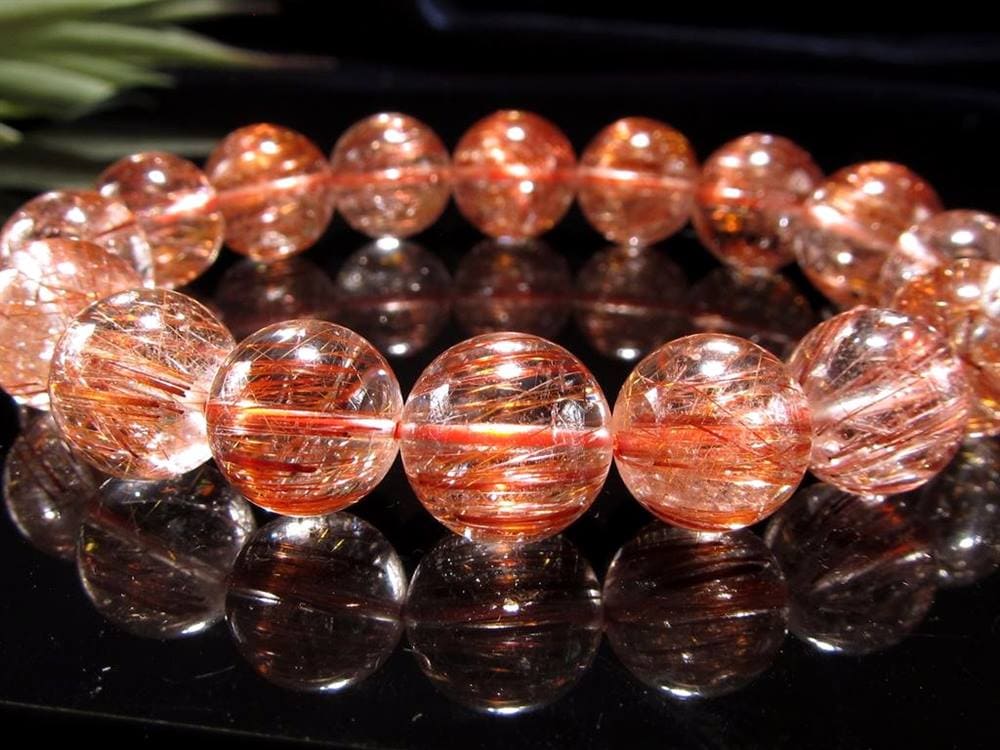 オレンジルチルクォーツ ブレスレット レッドルチルクォーツ ルチルレイデッドクォーツ 金運