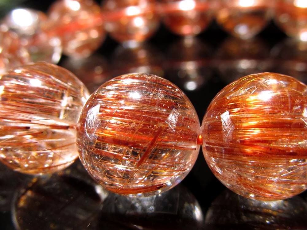 オレンジルチルクォーツ ブレスレット レッドルチルクォーツ ルチルレイデッドクォーツ 金運