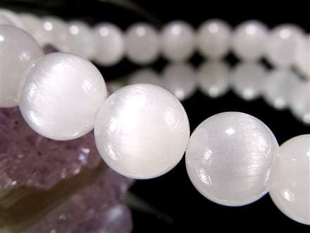 ホワイトラビットヘアルチルクォーツ ブレスレット サゲニティック クォーツ キャッツアイ効果 ホワイトルチル