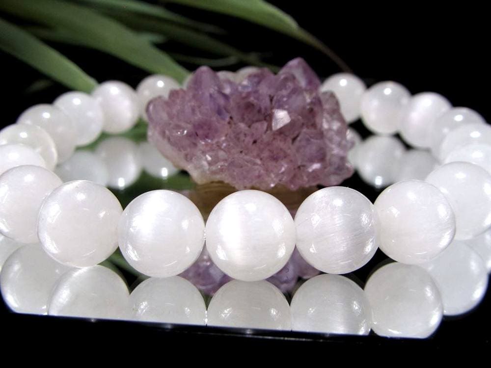 ホワイトラビットヘアルチルクォーツ ブレスレット サゲニティック クォーツ キャッツアイ効果 ホワイトルチル