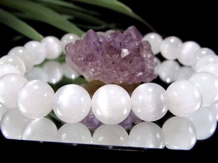 ホワイトラビットヘアルチルクォーツ ブレスレット サゲニティック クォーツ キャッツアイ効果 ホワイトルチル