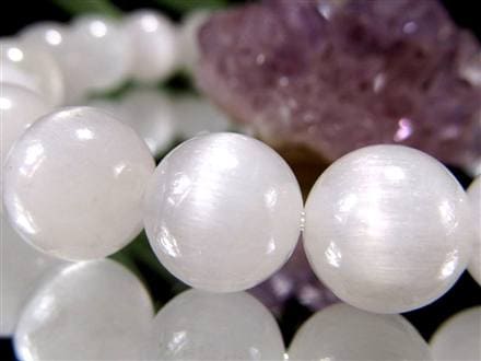 ホワイトラビットヘアルチルクォーツ ブレスレット サゲニティック クォーツ キャッツアイ効果 ホワイトルチル