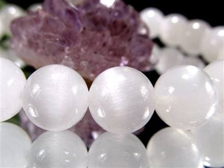 ホワイトラビットヘアルチルクォーツ ブレスレット サゲニティック クォーツ キャッツアイ効果 ホワイトルチル