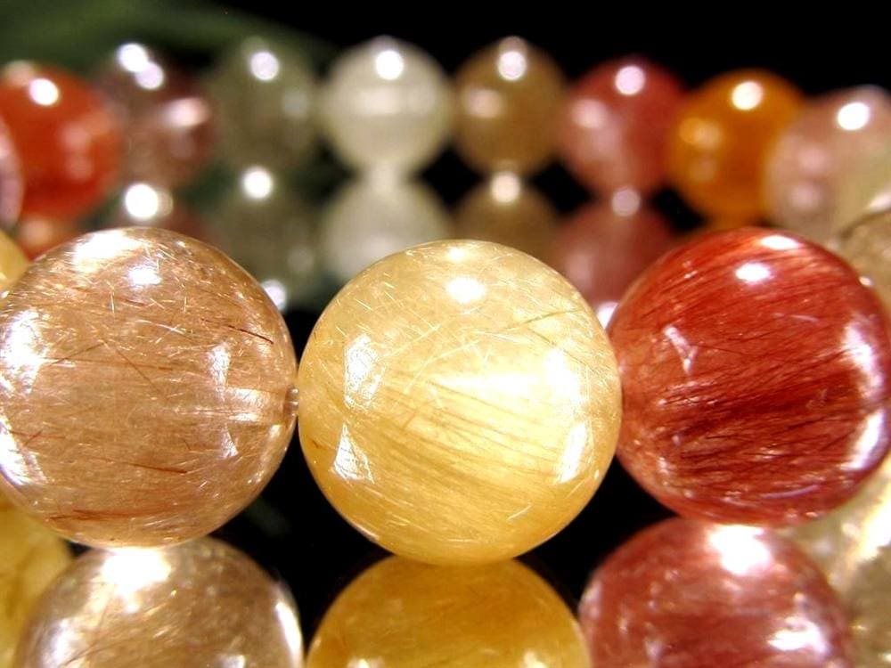ルチルクォーツ ブレスレット MIXルチル 金紅石入り水晶 ルチレイテッドクォーツ