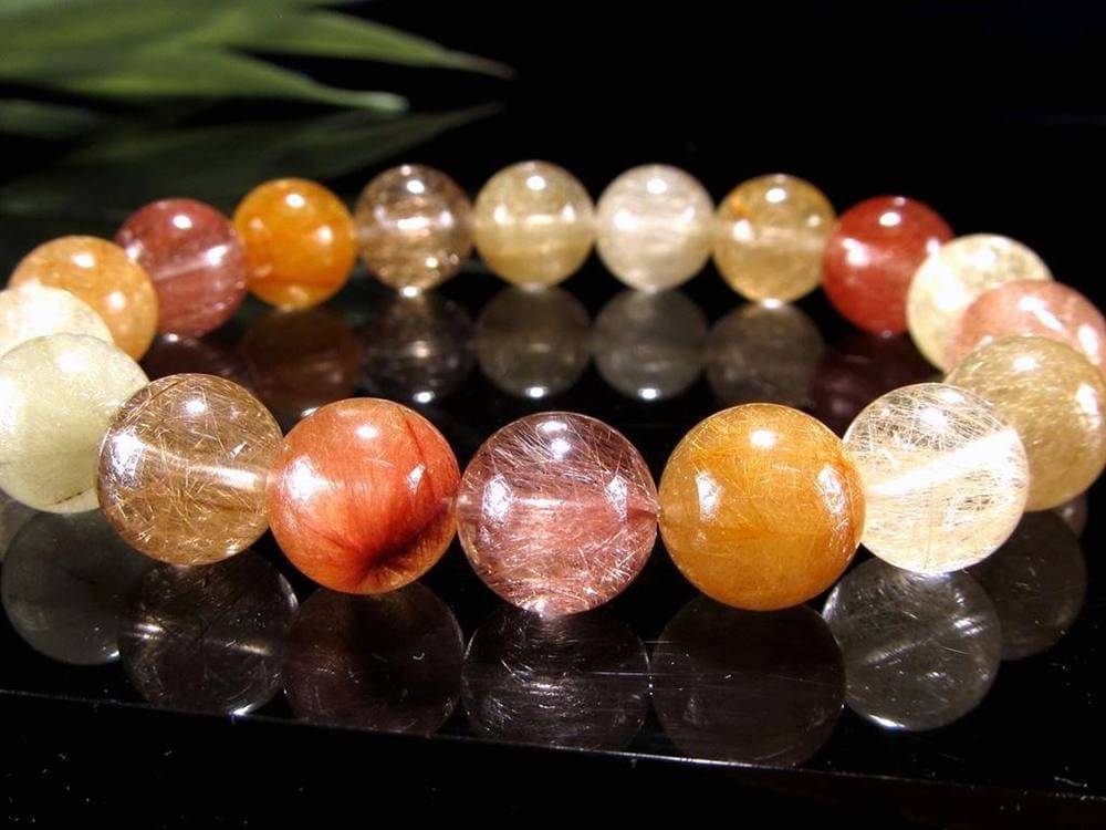 ルチルクォーツ ブレスレット MIXルチル 金紅石入り水晶 ルチレイテッドクォーツ