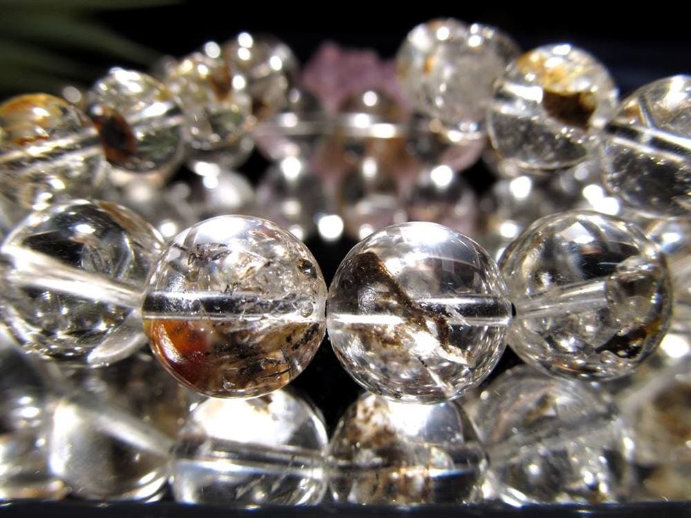 エレスチャルクォーツ 骸骨水晶 ブレスレット ライモナイト グラファイト