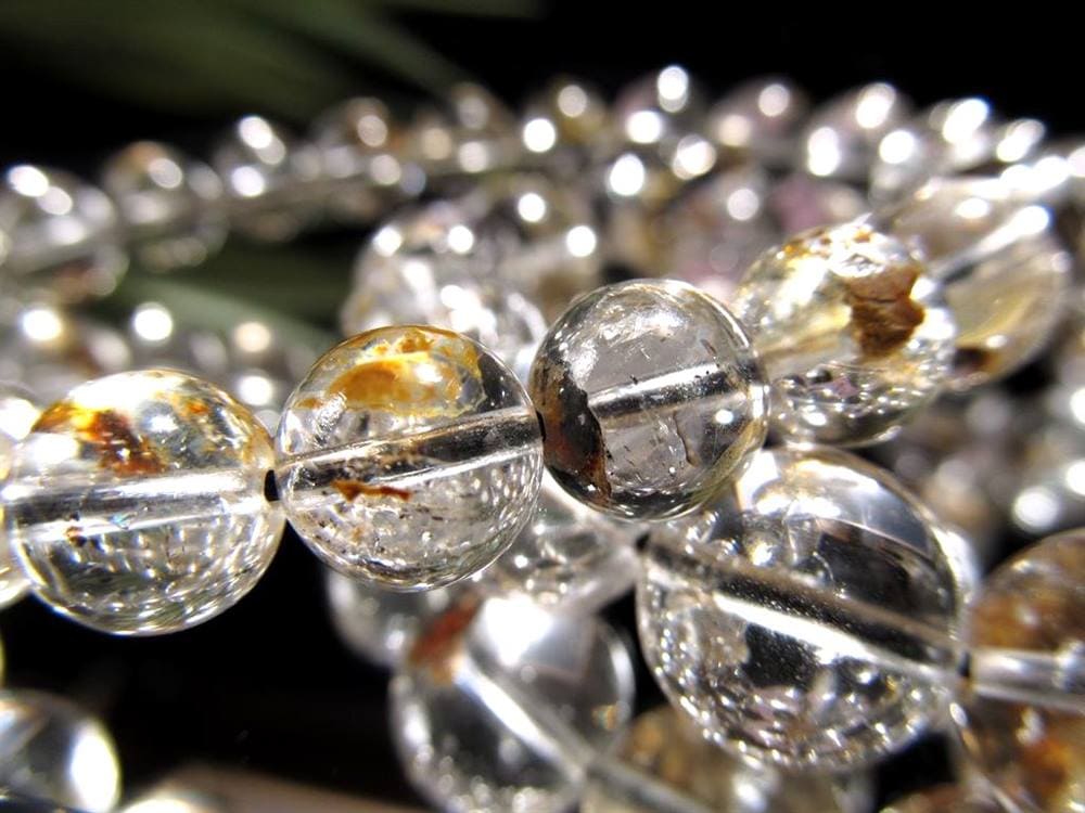 エレスチャルクォーツ 骸骨水晶 ブレスレット ライモナイト グラファイト