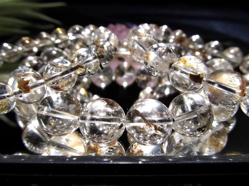 エレスチャルクォーツ 骸骨水晶 ブレスレット ライモナイト グラファイト