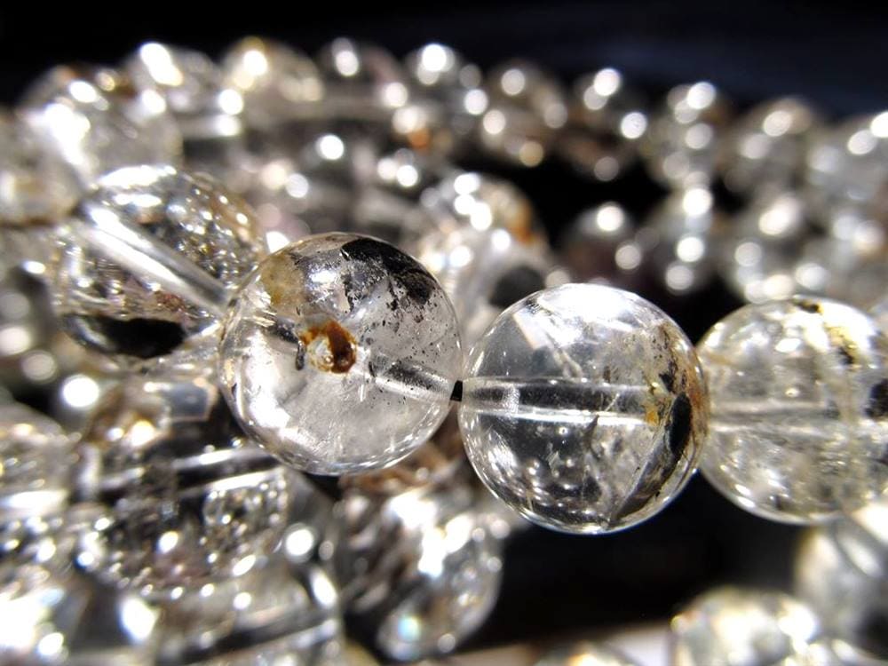 エレスチャルクォーツ 骸骨水晶 ブレスレット ライモナイト グラファイト