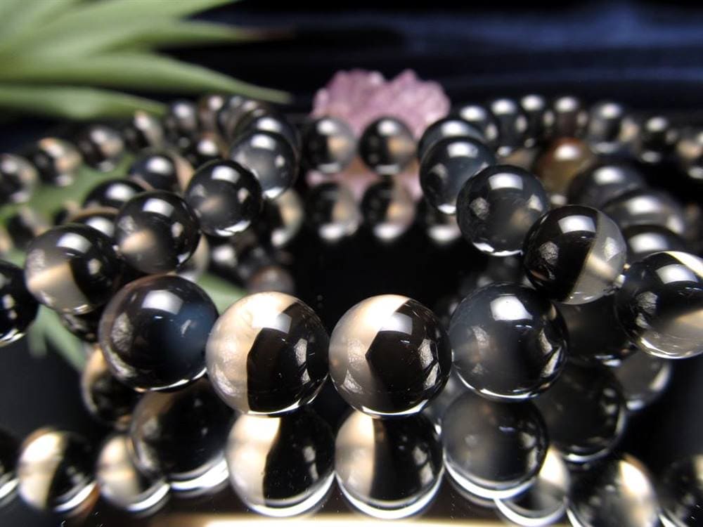 アゲート ブレスレット ツートン ブラック 瑪瑙