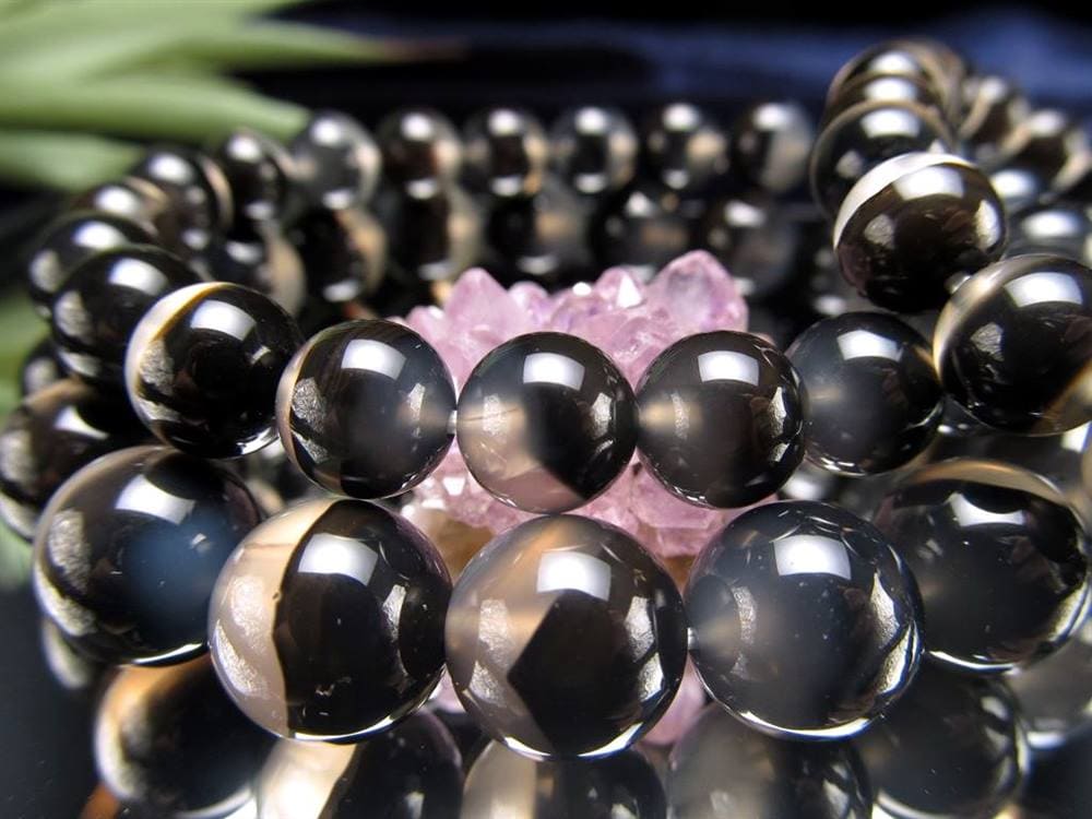 アゲート ブレスレット ツートン ブラック 瑪瑙