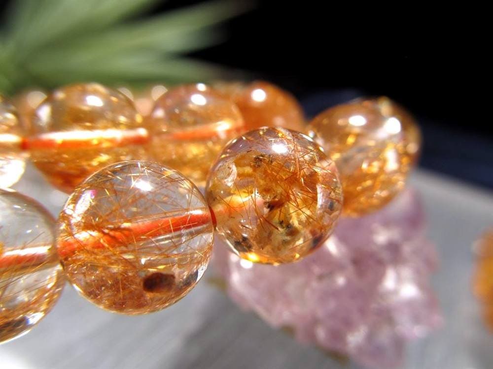 オレンジルチルクォーツ ブレスレット ルチルレイテッドクォーツ 針入り水晶 ルチル針