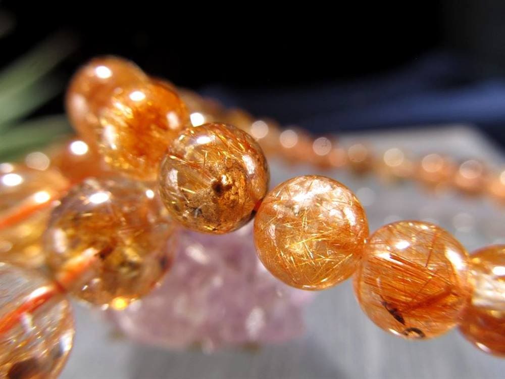 オレンジルチルクォーツ ブレスレット ルチルレイテッドクォーツ 針入り水晶 ルチル針