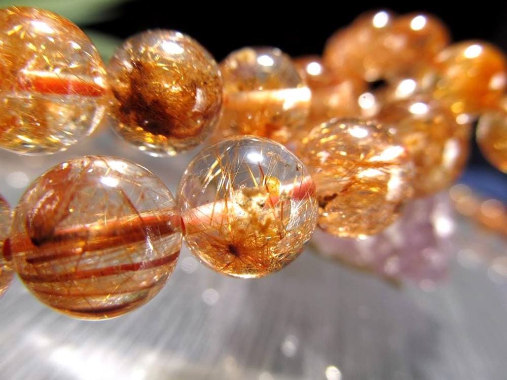 オレンジルチルクォーツ ブレスレット ルチルレイテッドクォーツ 針入り水晶 ルチル針