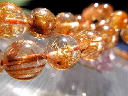 オレンジルチルクォーツ ブレスレット ルチルレイテッドクォーツ 針入り水晶 ルチル針