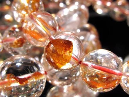 ライモナイトインクォーツ ブレスレット 褐鉄鉱 水晶 貫入