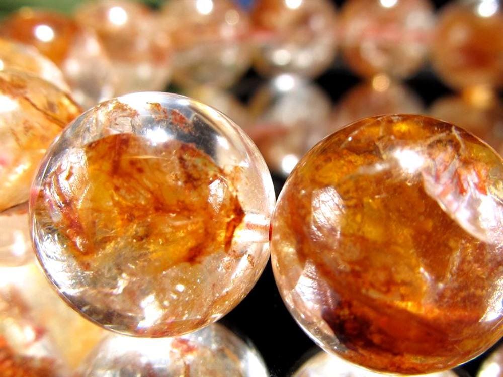 ライモナイトインクォーツ ブレスレット 褐鉄鉱 水晶 貫入