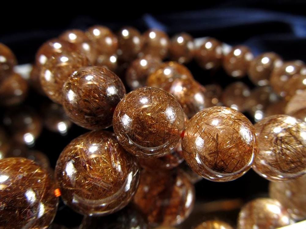 ブラウンルチルクォーツ ブレスレット ブロンズルチルクォーツ ブラジル産 金紅石