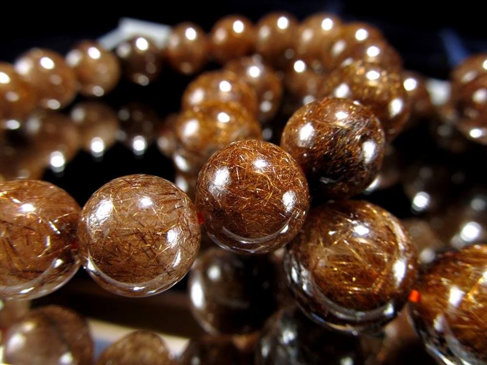 ブラウンルチルクォーツ ブレスレット ブロンズルチルクォーツ ブラジル産 金紅石