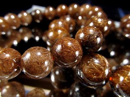 ブラウンルチルクォーツ ブレスレット ブロンズルチルクォーツ ブラジル産 金紅石