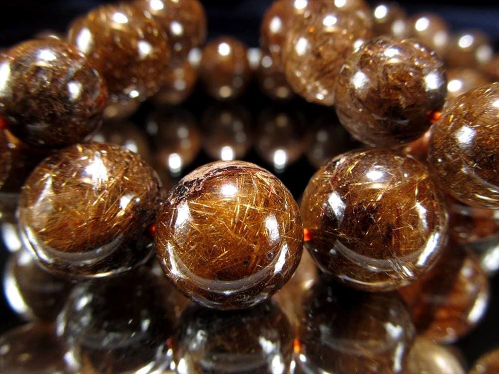 ブラウンルチルクォーツ ブレスレット ブロンズルチルクォーツ ブラジル産 金紅石