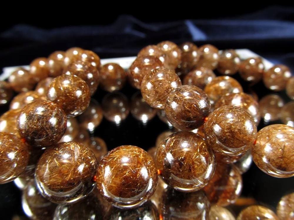 ブラウンルチルクォーツ ブレスレット ブロンズルチルクォーツ ブラジル産 金紅石