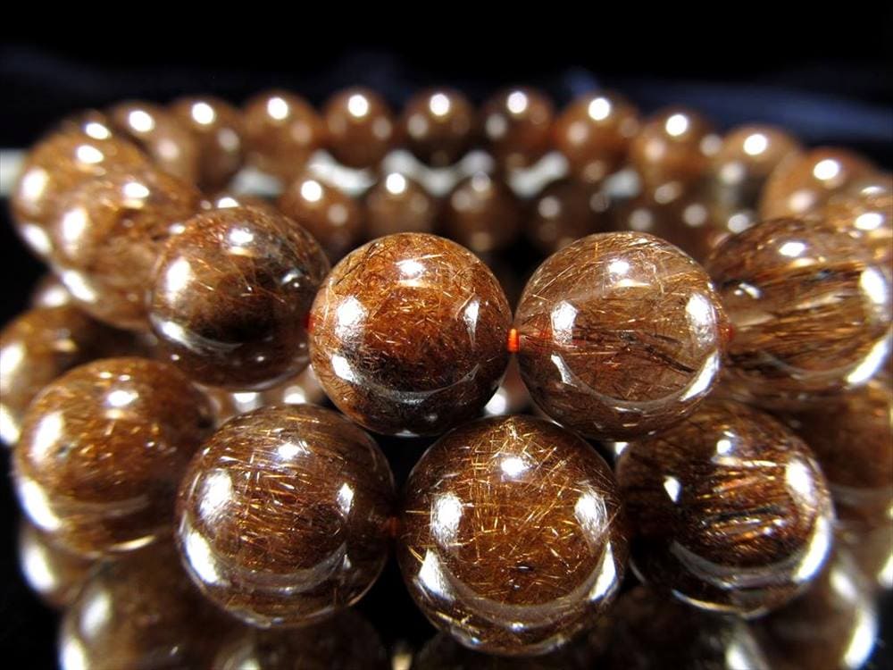 ブラウンルチルクォーツ ブレスレット ブロンズルチルクォーツ ブラジル産 金紅石