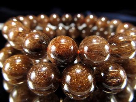 ブラウンルチルクォーツ ブレスレット ブロンズルチルクォーツ ブラジル産 金紅石