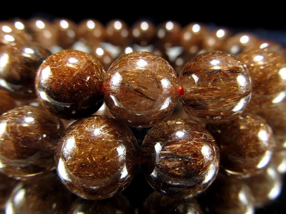 ブラウンルチルクォーツ ブレスレット ブロンズルチルクォーツ ブラジル産 金紅石