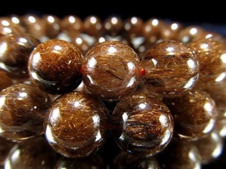 ブラウンルチルクォーツ ブレスレット ブロンズルチルクォーツ ブラジル産 金紅石