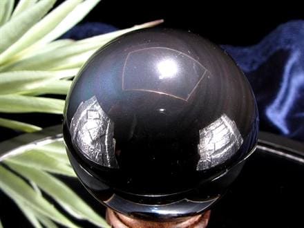 オブシディアン 丸玉 シラー 黒曜石 置物 天然石
