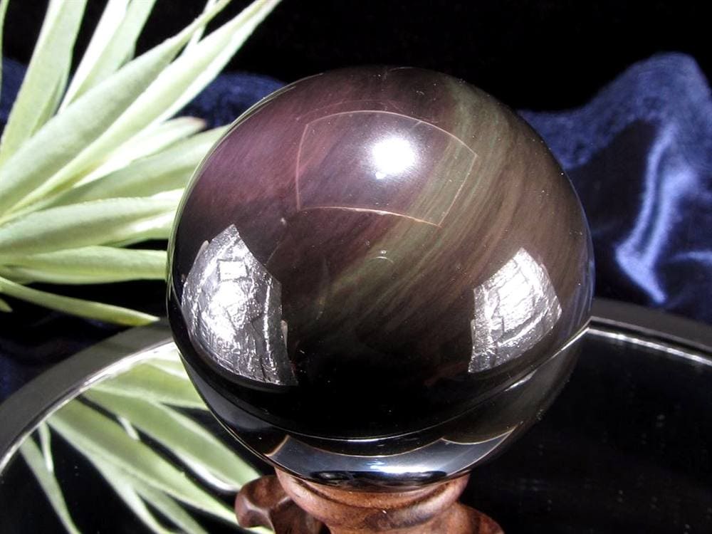 オブシディアン 丸玉 シラー 黒曜石 置物 天然石