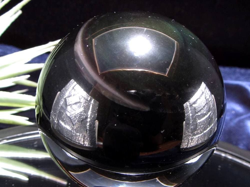 オブシディアン 丸玉 シラー 黒曜石 置物 天然石