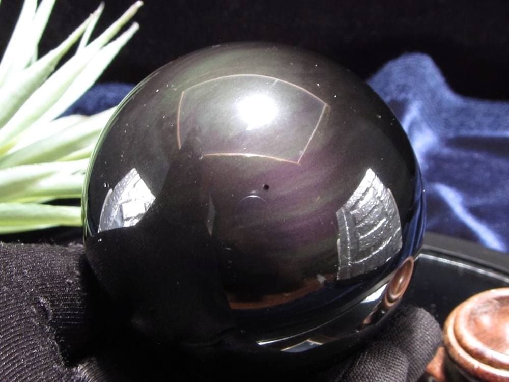 オブシディアン 丸玉 シラー 黒曜石 置物 天然石