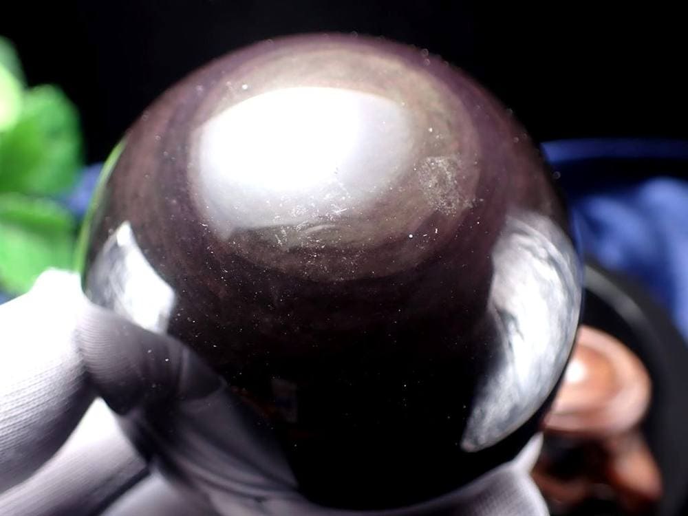オブシディアン 丸玉 シラー 黒曜石 置物 天然石