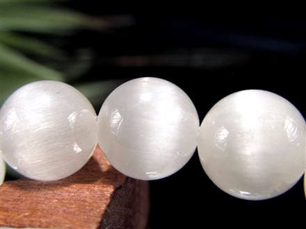 ホワイトラビットヘアルチルクォーツ ブレスレット サゲニティック クォーツ キャッツアイ効果 ホワイトルチル