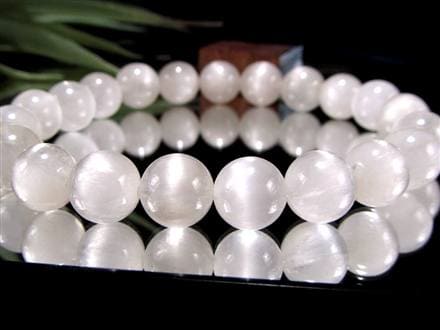 ホワイトラビットヘアルチルクォーツ ブレスレット サゲニティック クォーツ キャッツアイ効果 ホワイトルチル