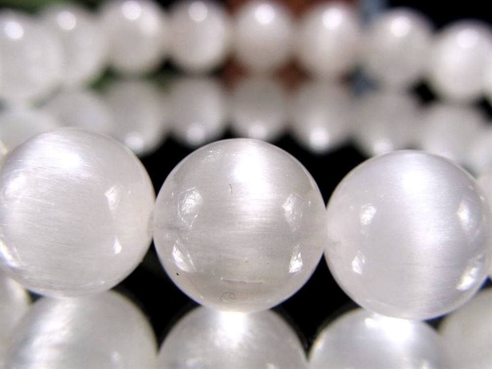 ホワイトラビットヘアルチルクォーツ ブレスレット サゲニティック クォーツ キャッツアイ効果 ホワイトルチル