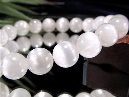 ホワイトラビットヘアルチルクォーツ ブレスレット サゲニティック クォーツ キャッツアイ効果 ホワイトルチル