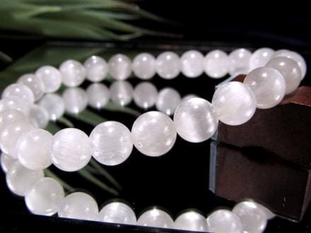 ホワイトラビットヘアルチルクォーツ ブレスレット サゲニティック クォーツ キャッツアイ効果 ホワイトルチル