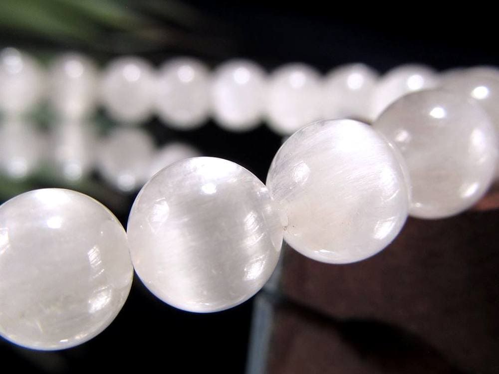 ホワイトラビットヘアルチルクォーツ ブレスレット サゲニティック クォーツ キャッツアイ効果 ホワイトルチル