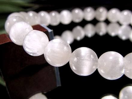 ホワイトラビットヘアルチルクォーツ ブレスレット サゲニティック クォーツ キャッツアイ効果 ホワイトルチル