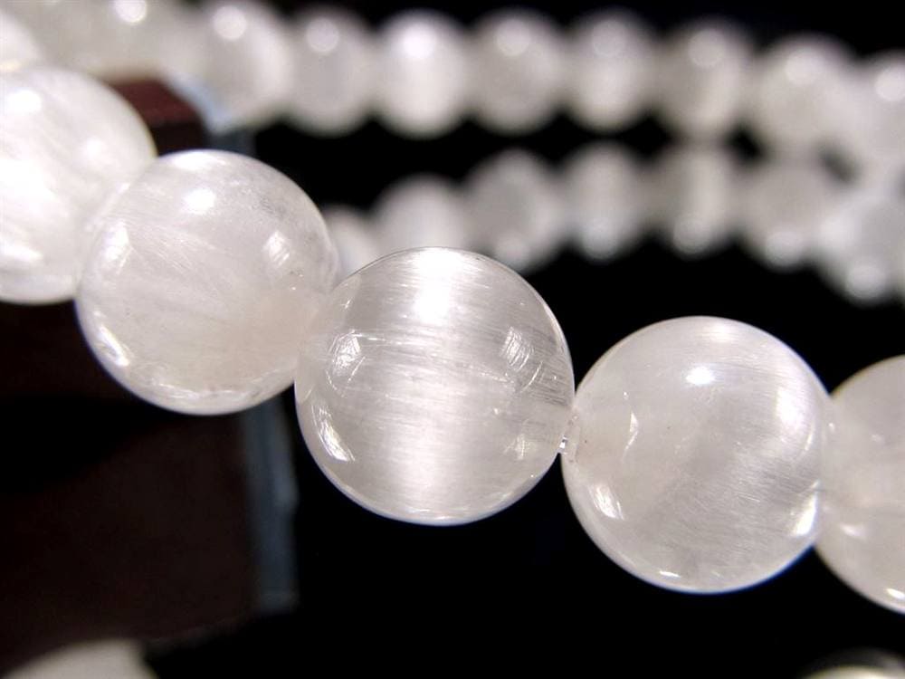 ホワイトラビットヘアルチルクォーツ ブレスレット サゲニティック クォーツ キャッツアイ効果 ホワイトルチル