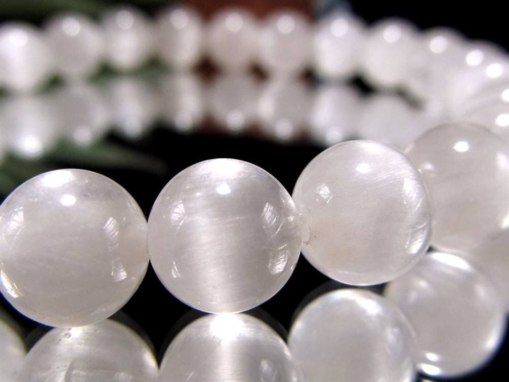 ホワイトラビットヘアルチルクォーツ ブレスレット サゲニティック クォーツ キャッツアイ効果 ホワイトルチル