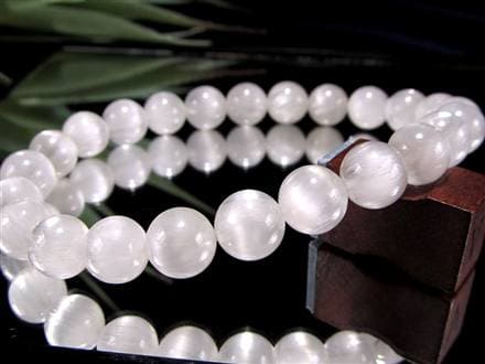 ホワイトラビットヘアルチルクォーツ ブレスレット サゲニティック クォーツ キャッツアイ効果 ホワイトルチル