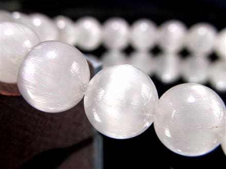 ホワイトラビットヘアルチルクォーツ ブレスレット サゲニティック クォーツ キャッツアイ効果 ホワイトルチル