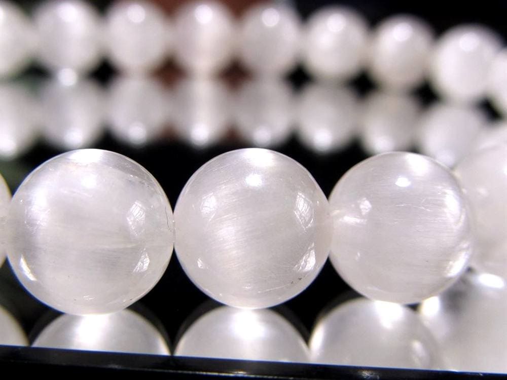 ホワイトラビットヘアルチルクォーツ ブレスレット サゲニティック クォーツ キャッツアイ効果 ホワイトルチル