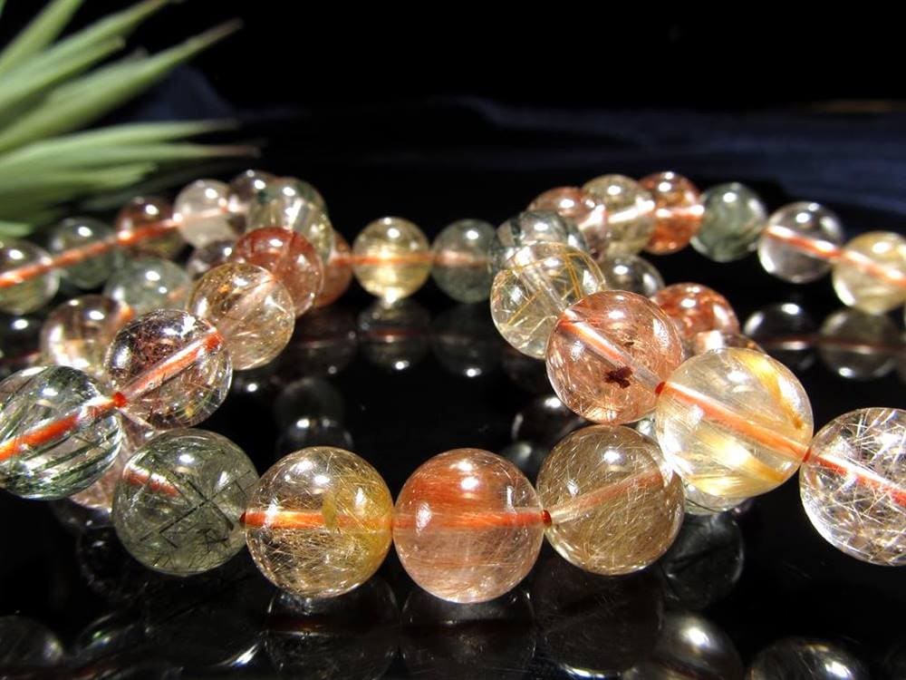 ルチルクォーツ ブレスレット MIXルチル 金紅石入り水晶 ルチレイテッドクォーツ
